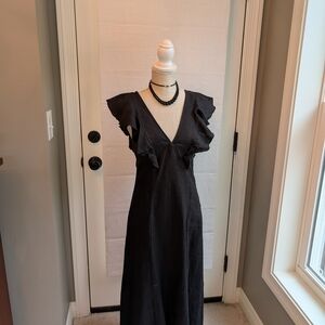Rails Black Maxi Dress with Ruffle Sleeves